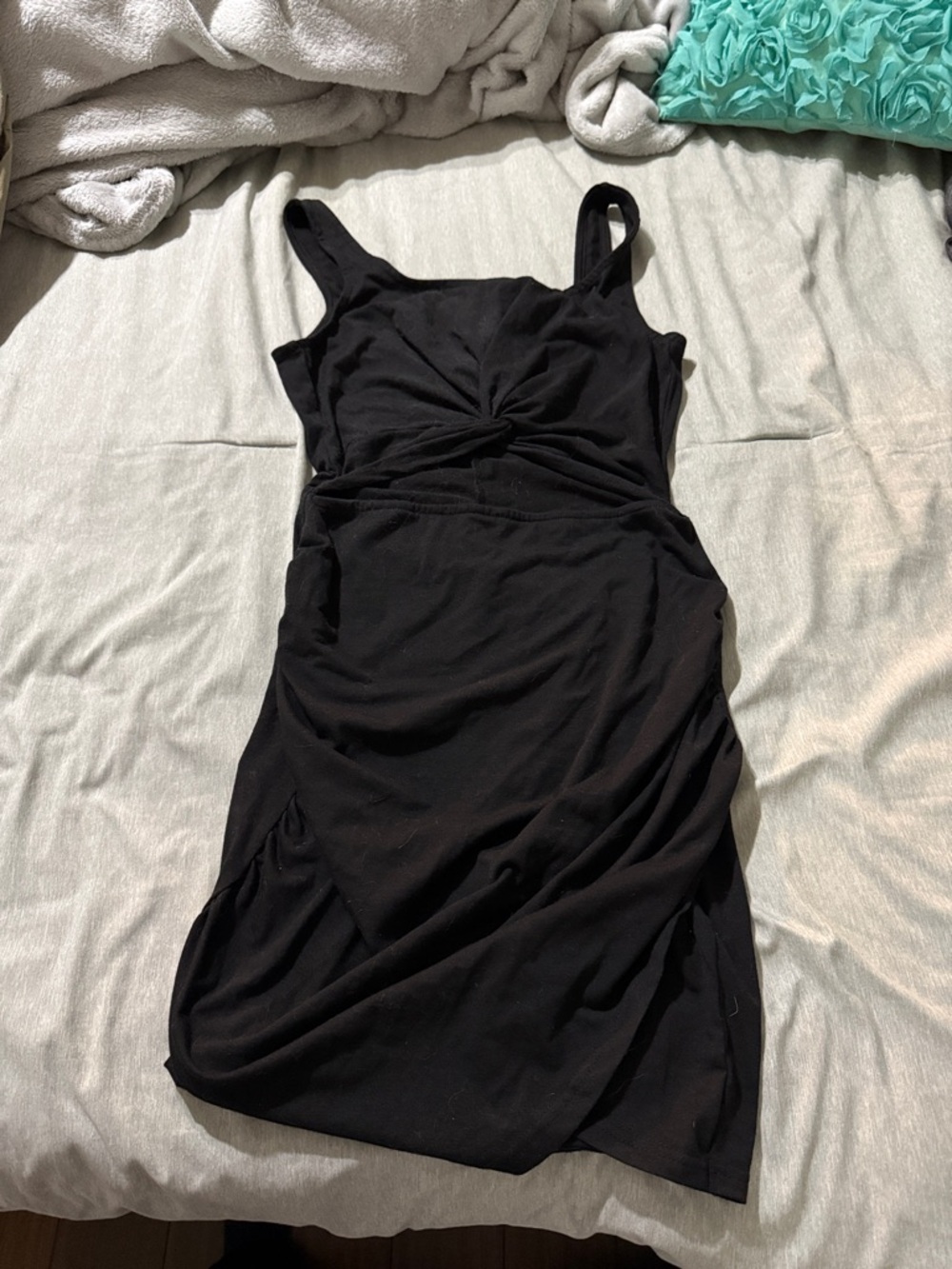 Black Twist-Front Sleeveless Dress